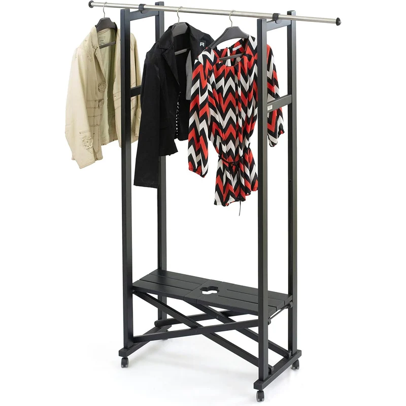 Garderobe, Kleiderständer Holz, Kleiderständer schwarz, Garderobenständer Holz, Kleiderständer Holz Klappbar, ausziehbar, aus massiver Buche