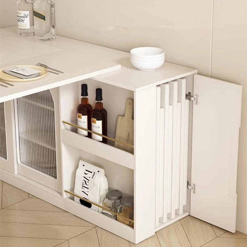 Klapp- und erweiterbarer Multifunktions-Esstisch mit verstecktem Aufbewahrungs-Design-Schrank