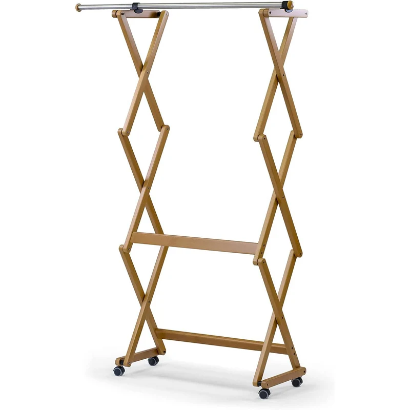 ARIT FELIX - Kleiderständer Holz, Garderobenständer Holz, Schließbar, Kleiderständer Ausziehbar, Farbe Kirsch, Finish