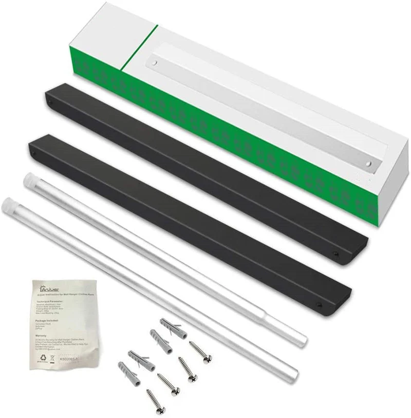 An der Wand befestigter klappbarer Kleiderbügel-2 aus Aluminium mit Stange