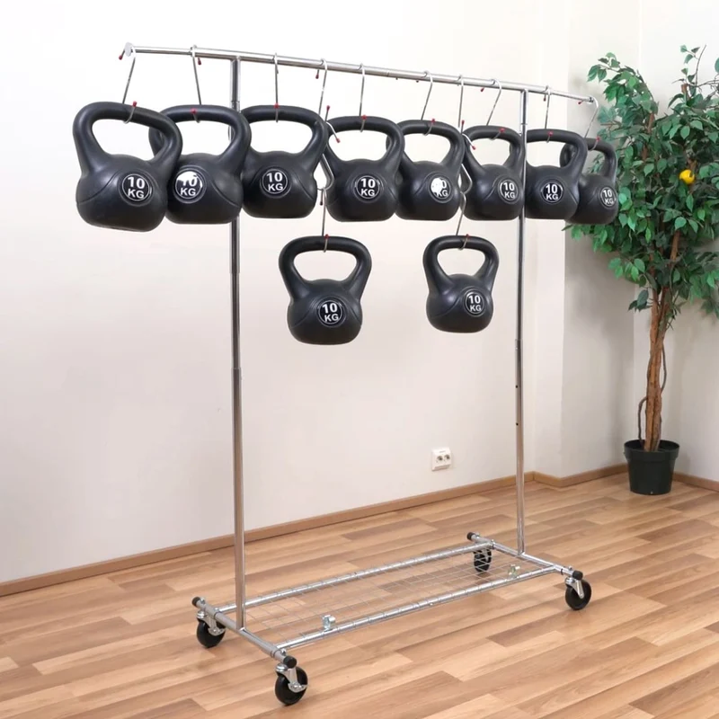 Tatkraft Duncan & Big - Schwerlast Kleiderständer mit Abdeckung, auf Rollen, mit Ablage, bis 100 Kg, Profi, Faltbar, Verstellbar, Verchromt Stahl