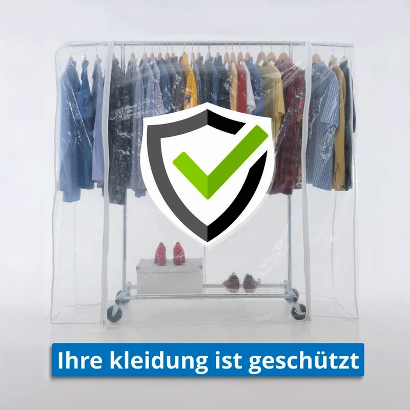 Tatkraft Duncan & Big - Schwerlast Kleiderständer mit Abdeckung, auf Rollen, mit Ablage, bis 100 Kg, Profi, Faltbar, Verstellbar, Verchromt Stahl