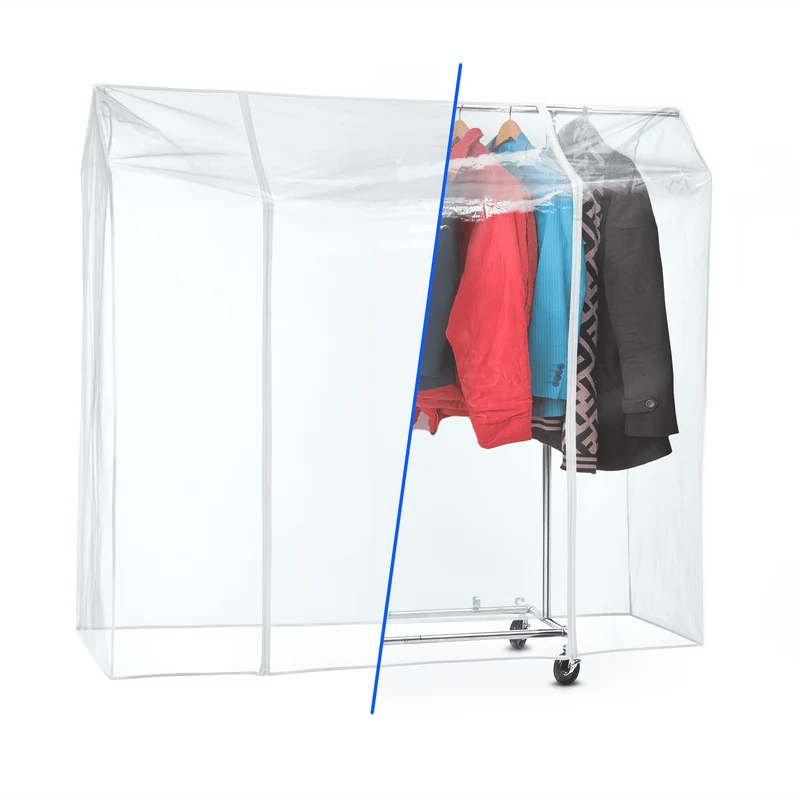 Tatkraft Anwalt – Abdeckung Kleiderständer, Schutzhülle für Kleiderständer, UV-Schutz, 130×60×160 cm, transparent, 2 Reißverschlüsse