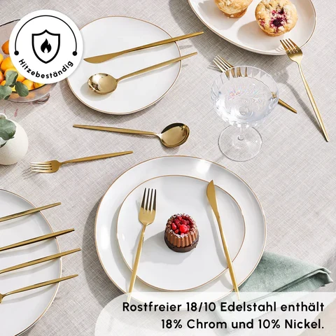 Karaca Bella V2 24-teiliges Besteckset für 6 Personen – Matte Gold