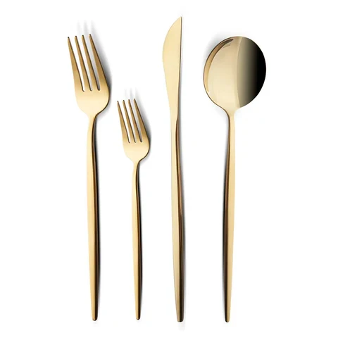 Karaca Bella Shiny Gold V2 Besteck Set für 6 Personen, 24 Teilig