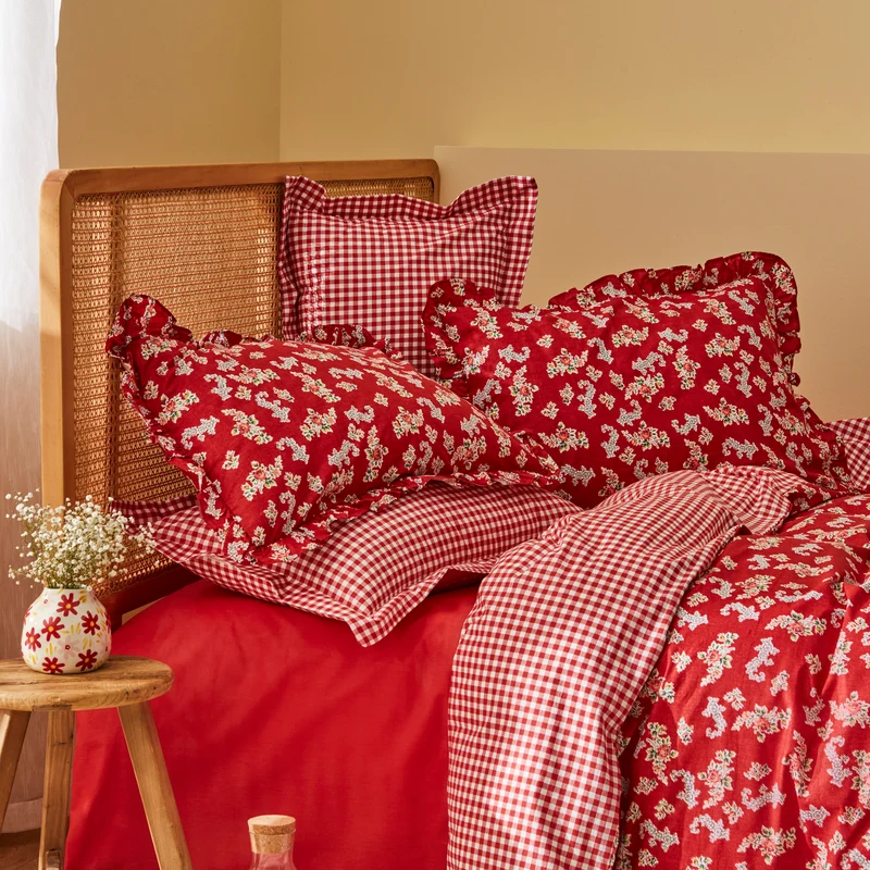 Karaca Home Carlo 100% Baumwolle Einzel Bettbezug Set Rot