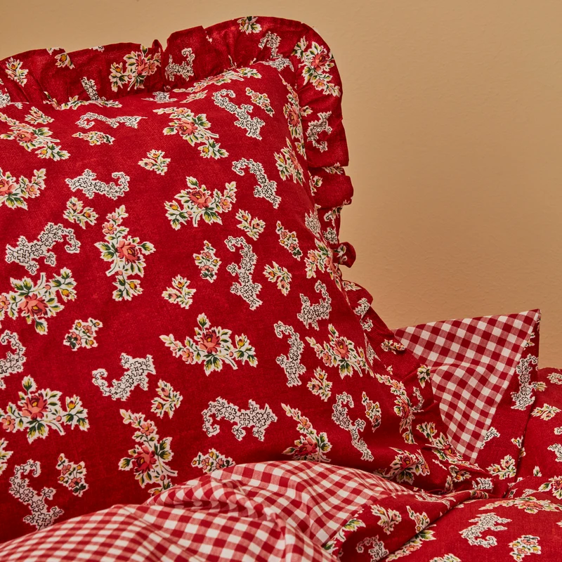 Karaca Home Carlo 100% Baumwolle Einzel Bettbezug Set Rot
