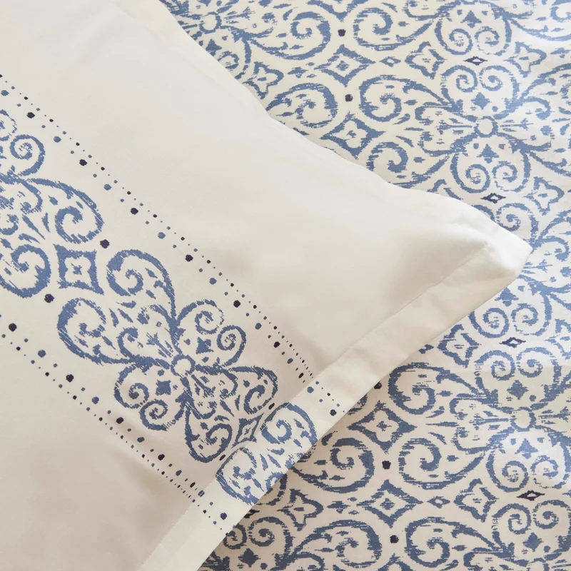 Karaca Marino Renforcé Bettwäsche-Set, Einzelbett, Blau
