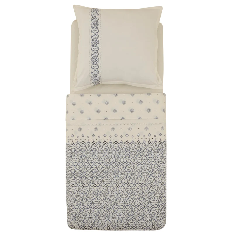 Karaca Marino Renforcé Bettwäsche-Set, Einzelbett, Blau