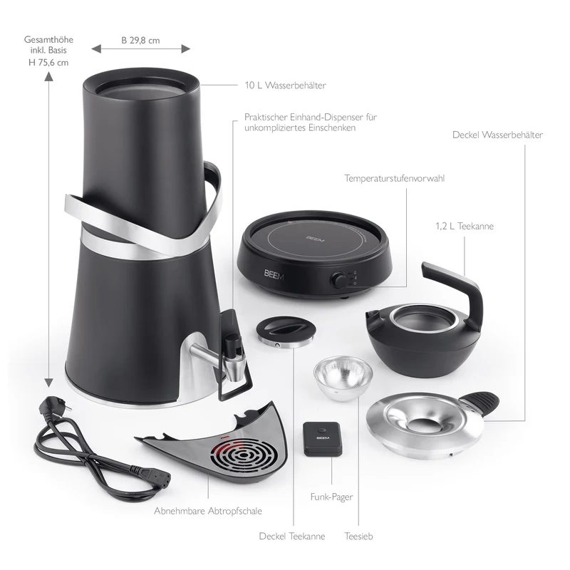 Samowar Amira mit Dispenser 10l - 2000W - schwarz matt