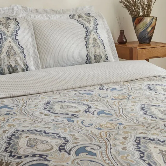 Karaca Lemy Doppel Bettwäscheset 100% Baumwoll-Satin Blau 200x220 Cm