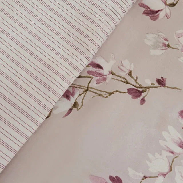 Karaca Pesla Bettwäsche-Set aus 100 % Baumwoll-Satin, Doppelbett, Rosa