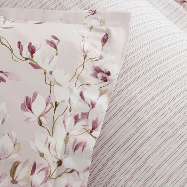 Karaca Pesla Bettwäsche-Set aus 100 % Baumwoll-Satin, Doppelbett, Rosa