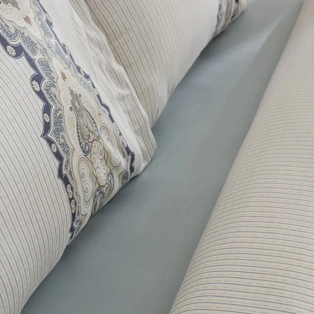 Karaca Lemy Bettwäsche-Set aus 100 % Baumwoll-Satin, Einzelbett, Blau