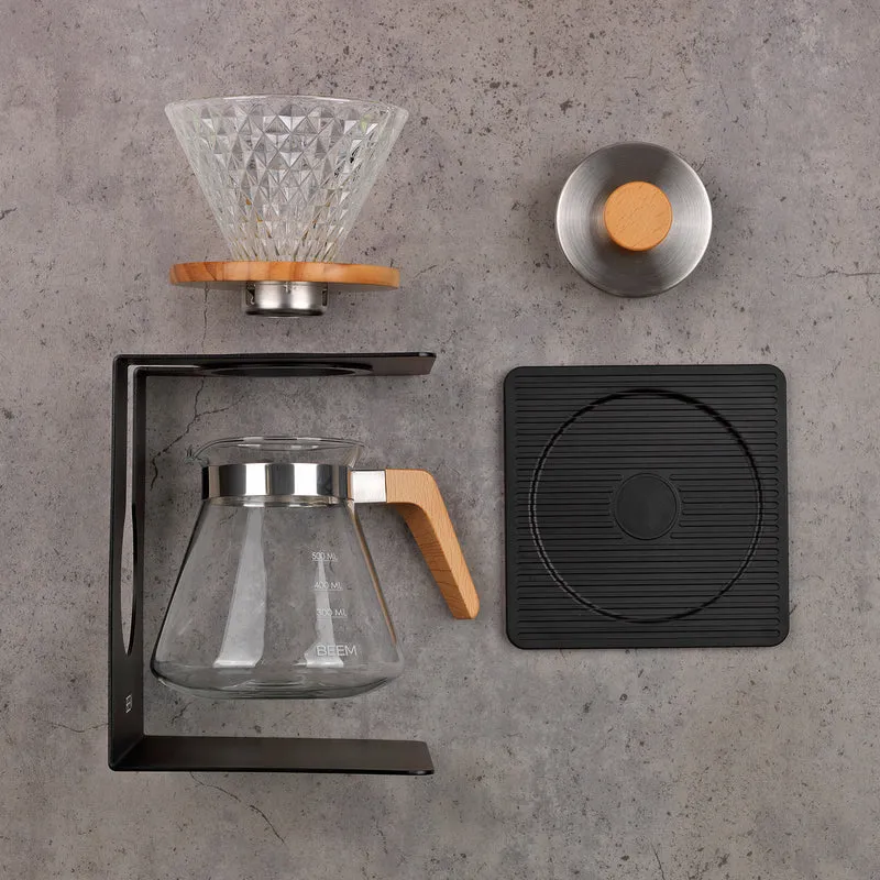 Kaffeebereiter Set Pour Over - 4-tlg. - 600 ml - schwarz/Edelstahl