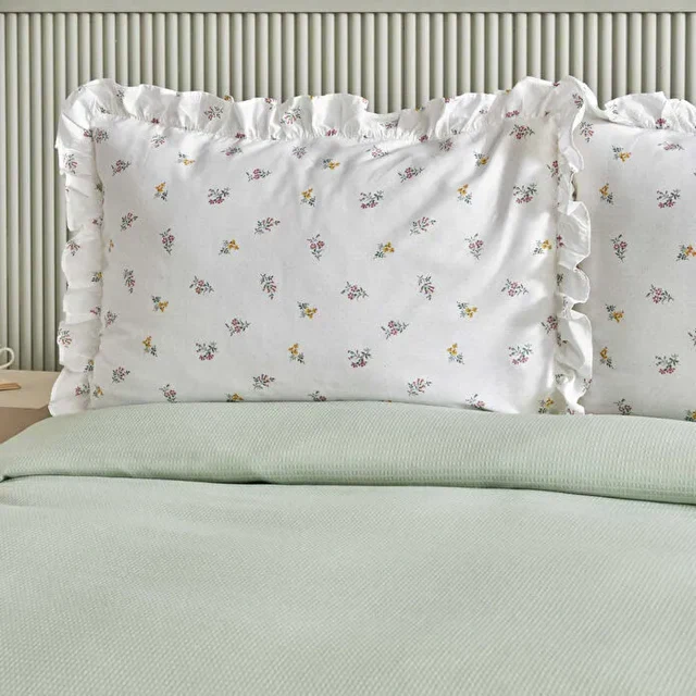 Karaca Lidya Bettwäsche-Set aus 100 % Baumwolle, Doppelbett, Grün