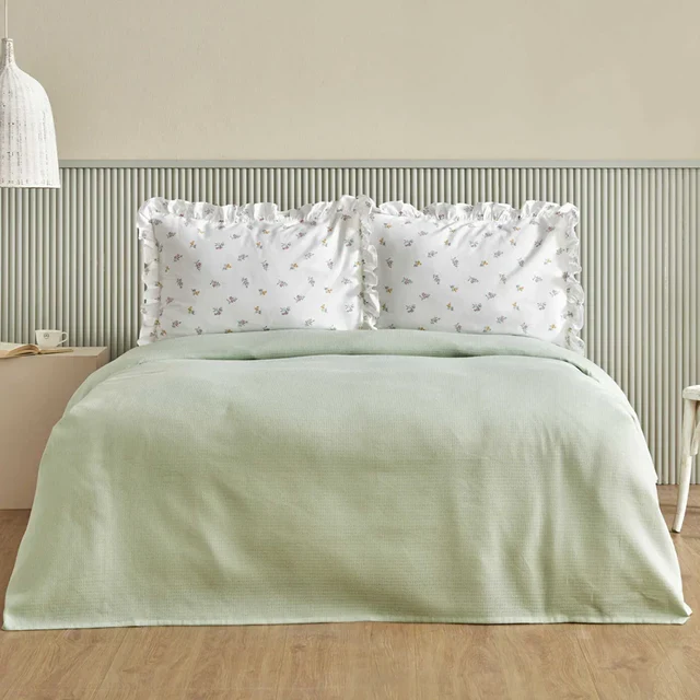 Karaca Lidya Bettwäsche-Set aus 100 % Baumwolle, Doppelbett, Grün