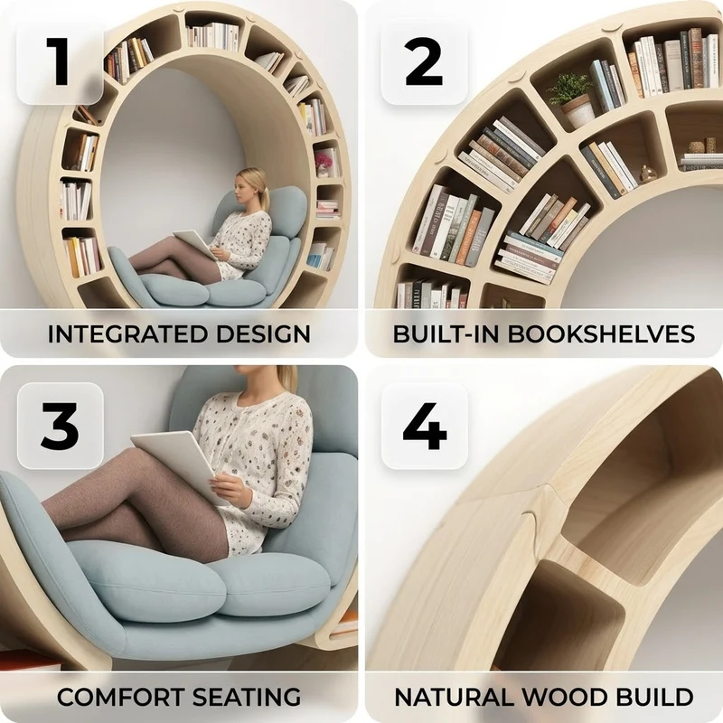 Reading Orbit Bookshelf Nook Chair