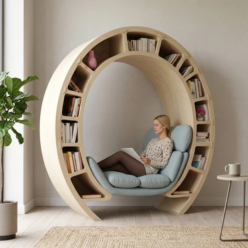 Reading Orbit Bookshelf Nook Chair