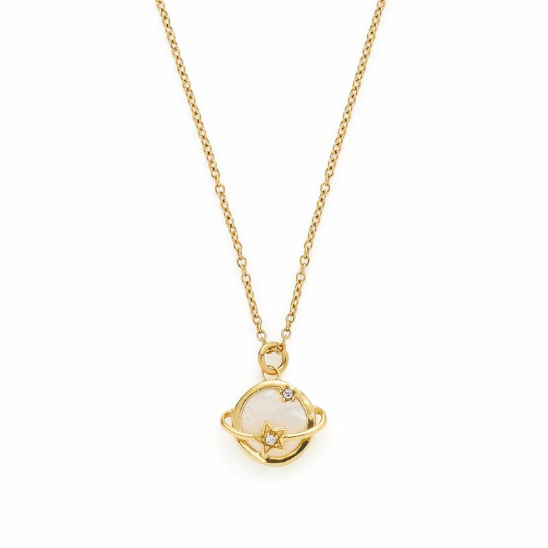 Leonardo Halskette 45 Gold Sattelite Ciao, Kette, Schmuck, Edelstahl Gold, Zirkonia, Perle, 024986