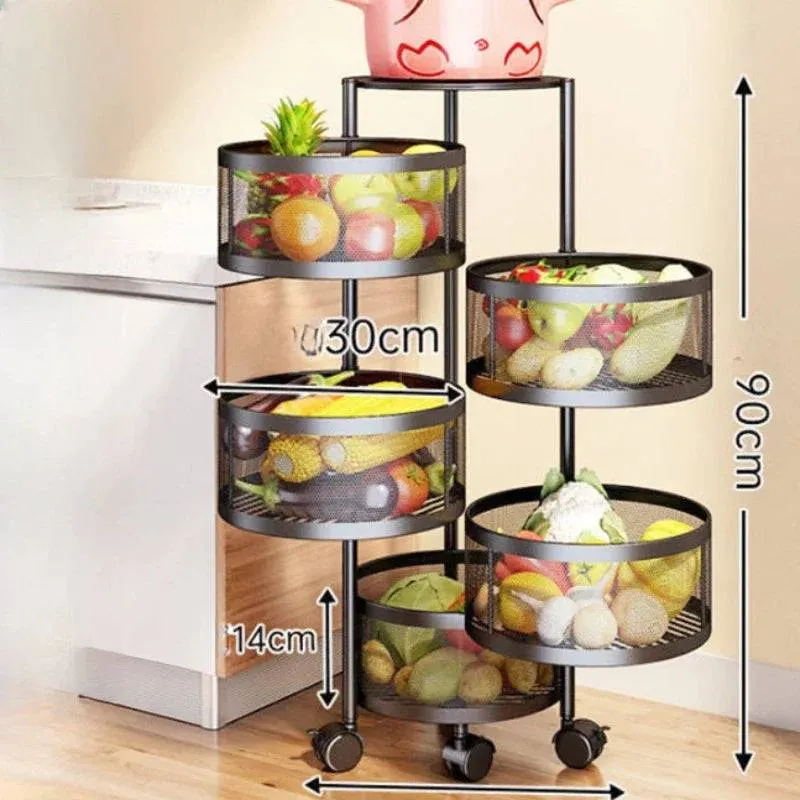 5 Tier Kitchen Rotating Storage Shelf