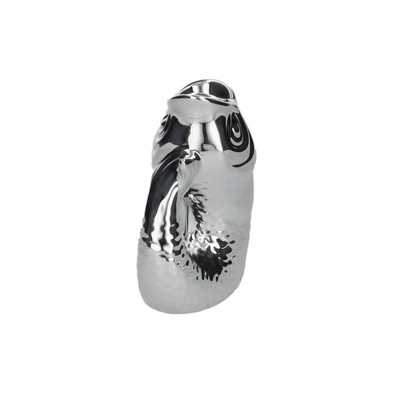 Gift Company Kerzenhalter Monsieur Carafon XS, Kerzenständer in Fisch-Form, Steingut, Silber, H 12.7 cm, 1055302022