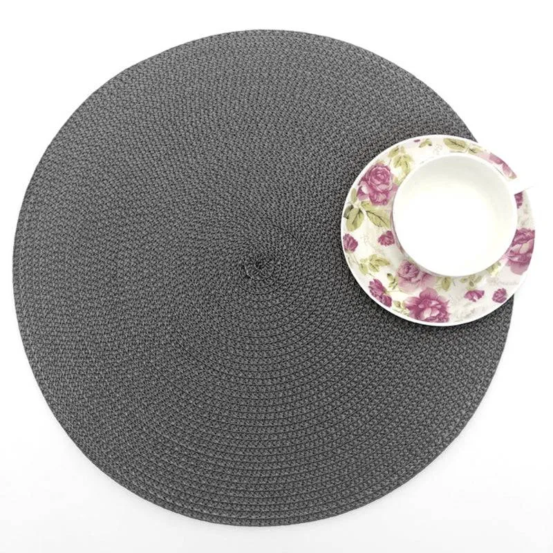 Grey Round Woven Placemat 6PCS