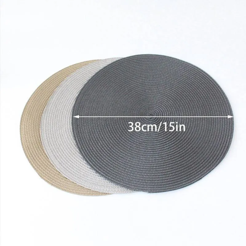 Grey Round Woven Placemat 6PCS