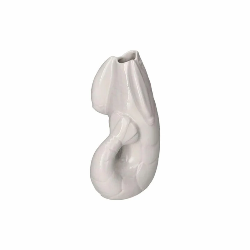 Gift Company Vase Madame Crevette S, Dekovase in Hummer-Form, Steingut, Weiß, H 26.7 cm, 1214503001