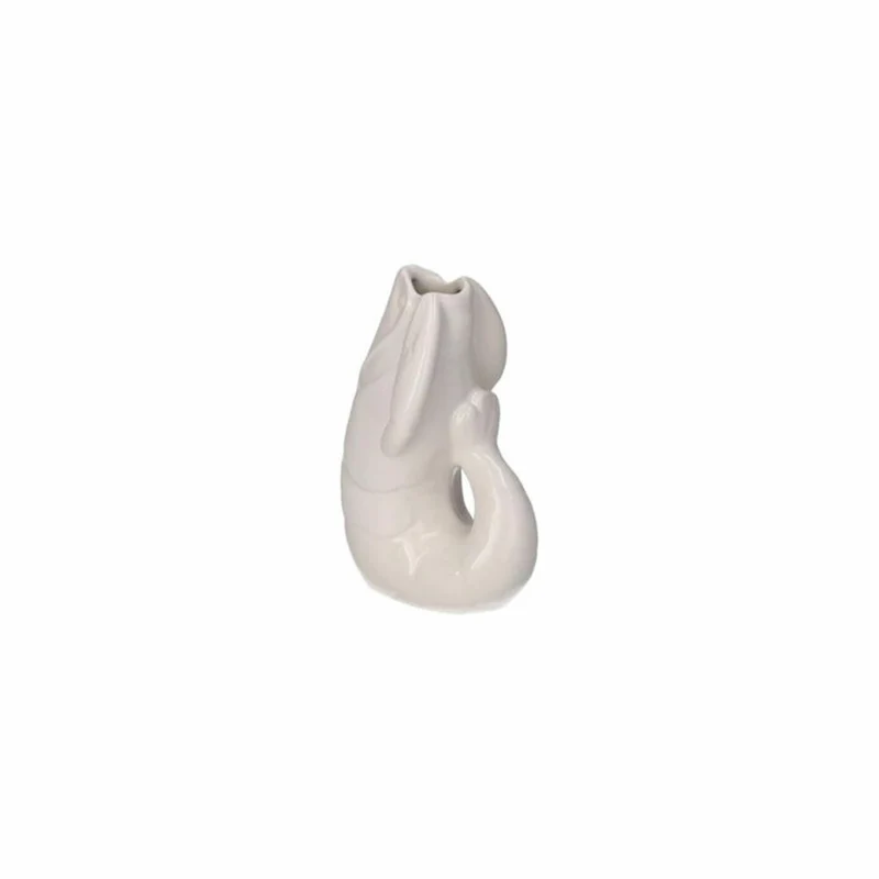 Gift Company Vase Madame Crevette XS, Dekovase in Hummer-Form, Steingut, Weiß, H 14 cm, 1214502001