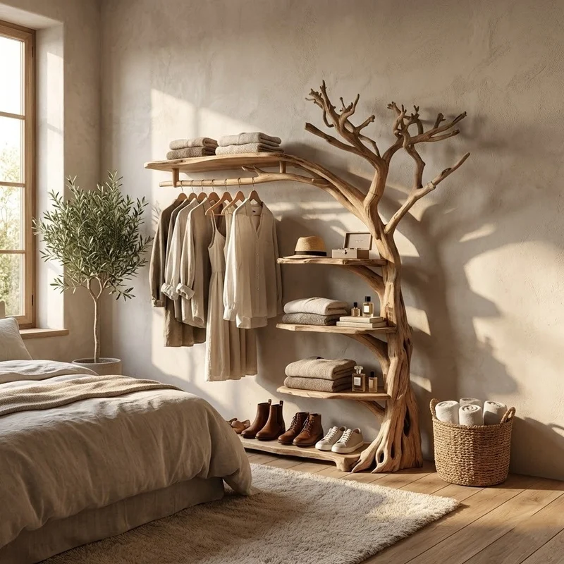 Sculptural Tree Branch Wardrobe Display Storage Rack
