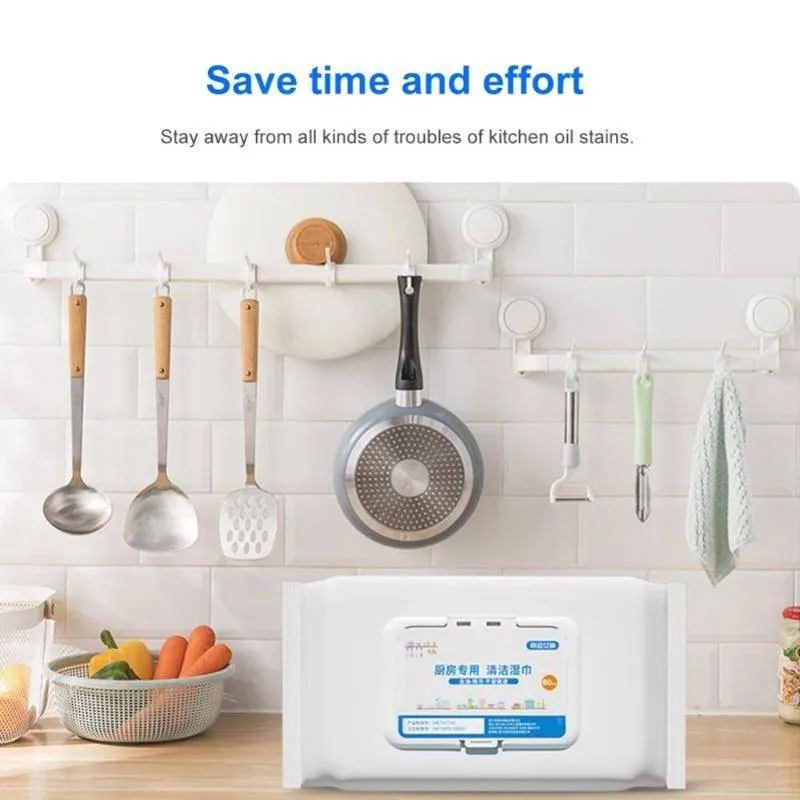 Heavy-Duty Kitchen Oil & Grease Cleaning Wipes 80 Pcs (Degreasing Wet Tissues)