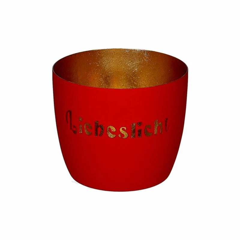 Gift Company Windlicht Madras M, Liebeslicht, Teelichthalter, Kerzenhalter, Eisen, Rot / Gold, H 8.5 cm, 1211204083