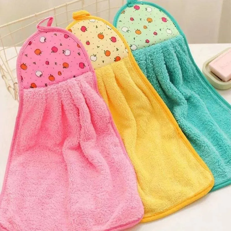 Super Absorbent Coral Velvet Hand Towel (Ultra-Soft Quick-Dry Hanging Towel for Kitchen & Bathroom)