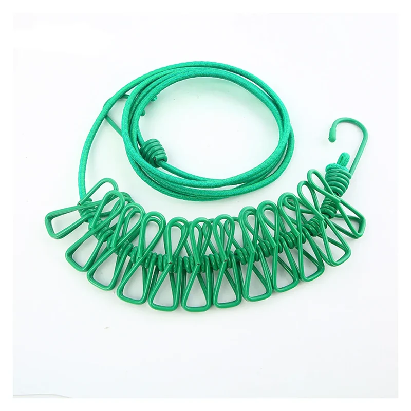 Windproof Non-Slip Elastic Multi-Clip Travel Clothesline