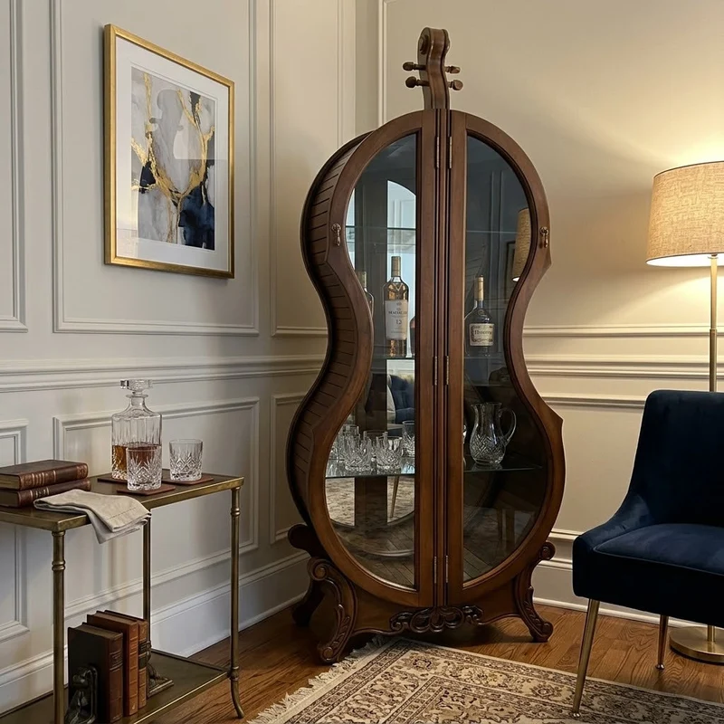 Violin Silhouette Curio Display Cabinet