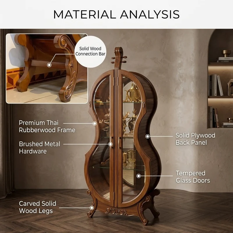 Violin Silhouette Curio Display Cabinet