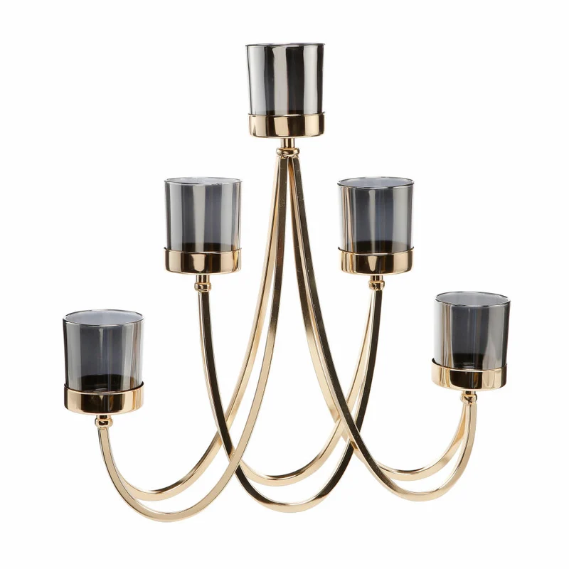Goebel Kerzenleuchter Gold, Kerzenhalter, Metall-Kombi, Bunt, 35 cm, 23121381