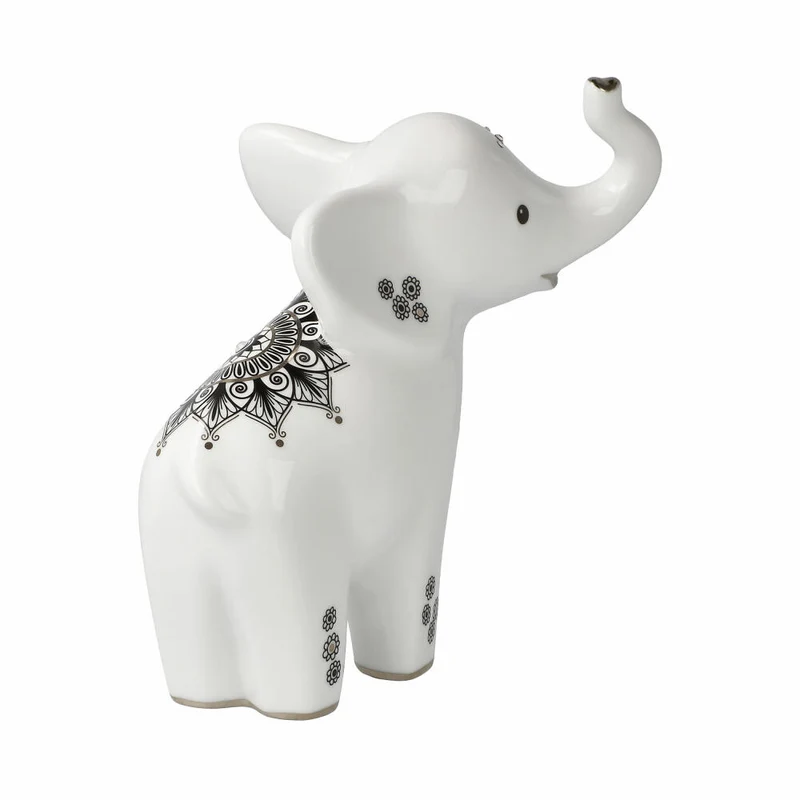 Goebel Figur Elephant - Roho, Porzellan, schwarz-weiß, 16 cm, 70001181