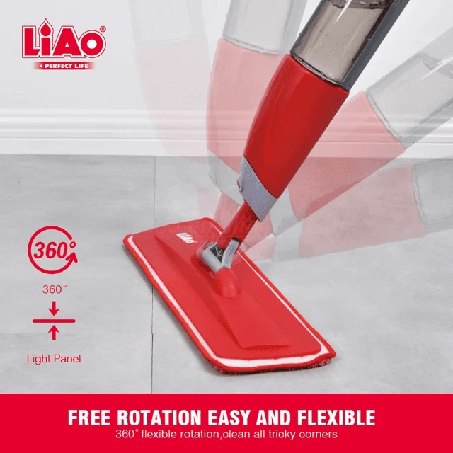 Liao Premium Microfiber Spray Mop (360° Swivel Head Flat Floor Cleaner with Removable Water Tank)