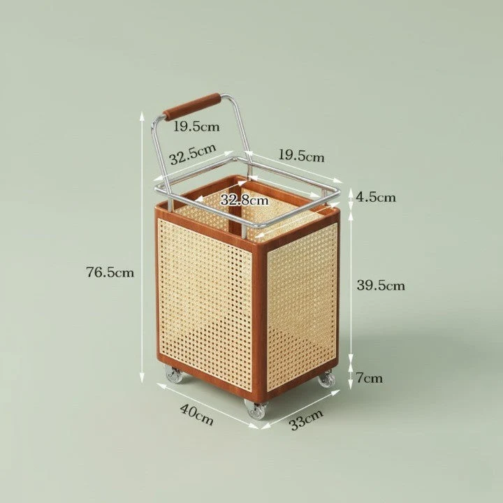 Nordic Rattan Style Rolling Storage Basket