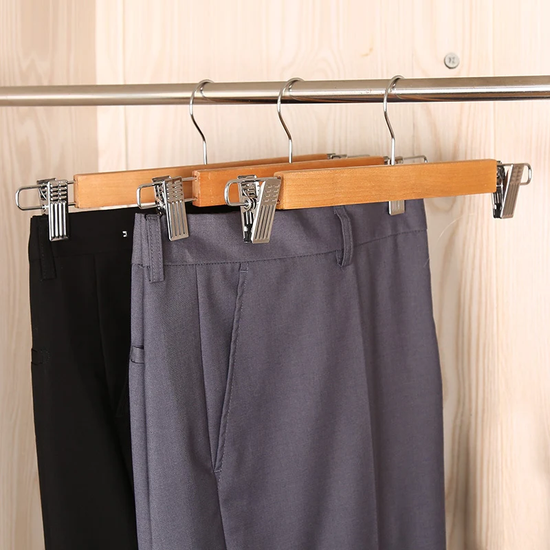 3PCS Wooden Jeans Hanger with Clip