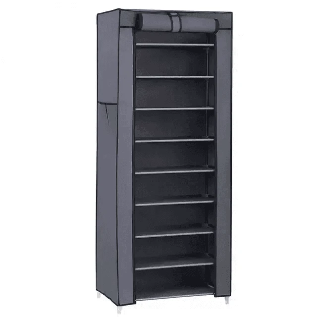 9-Layer Enclosed Shoe Rack Cabinet with Fabric Cover