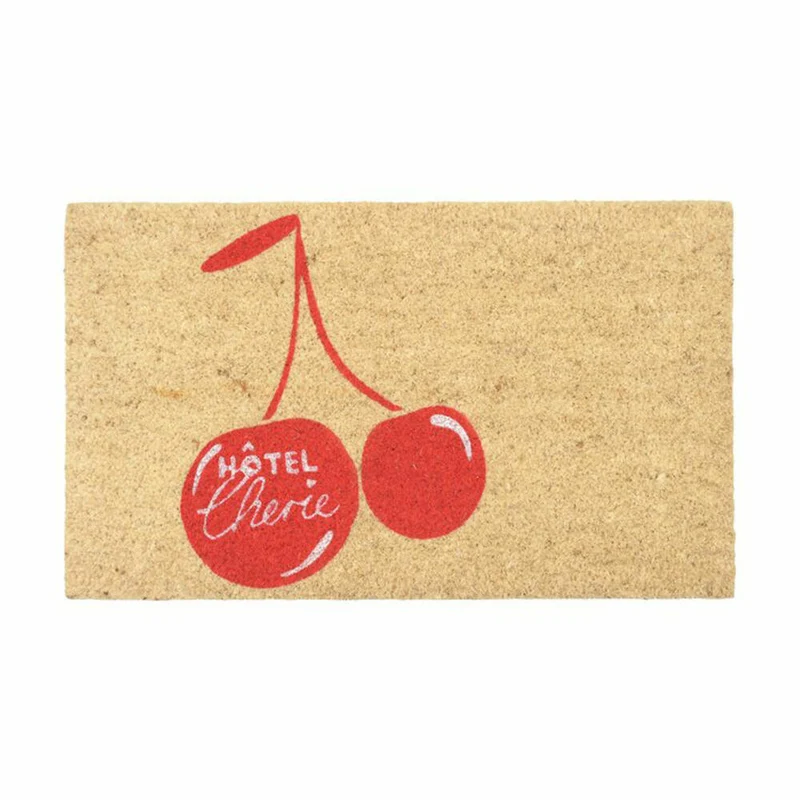 Gift Company Fußmatte Hotel Cherie, Türmatte, Schmutzfangmatte, Kokos / PVC, Natur / Rot, 75 x 45 cm, 1235601007
