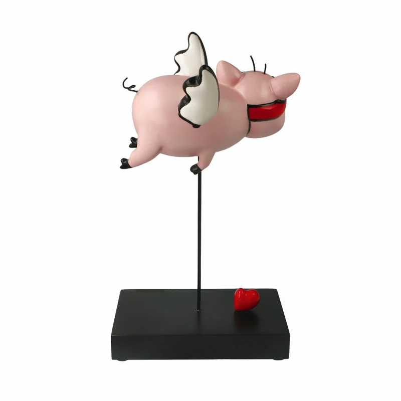 Goebel Figur Ed Heck - When Pigs Fly, Pop Art, Porzellan, Bunt, 29 cm, 67200171