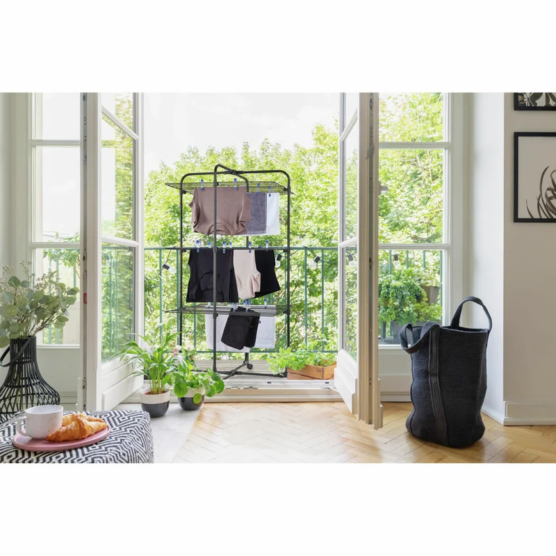Leifheit Turmtrockner Classic Tower 270 Black, Trockenständer, Wäschetrockner, 81470