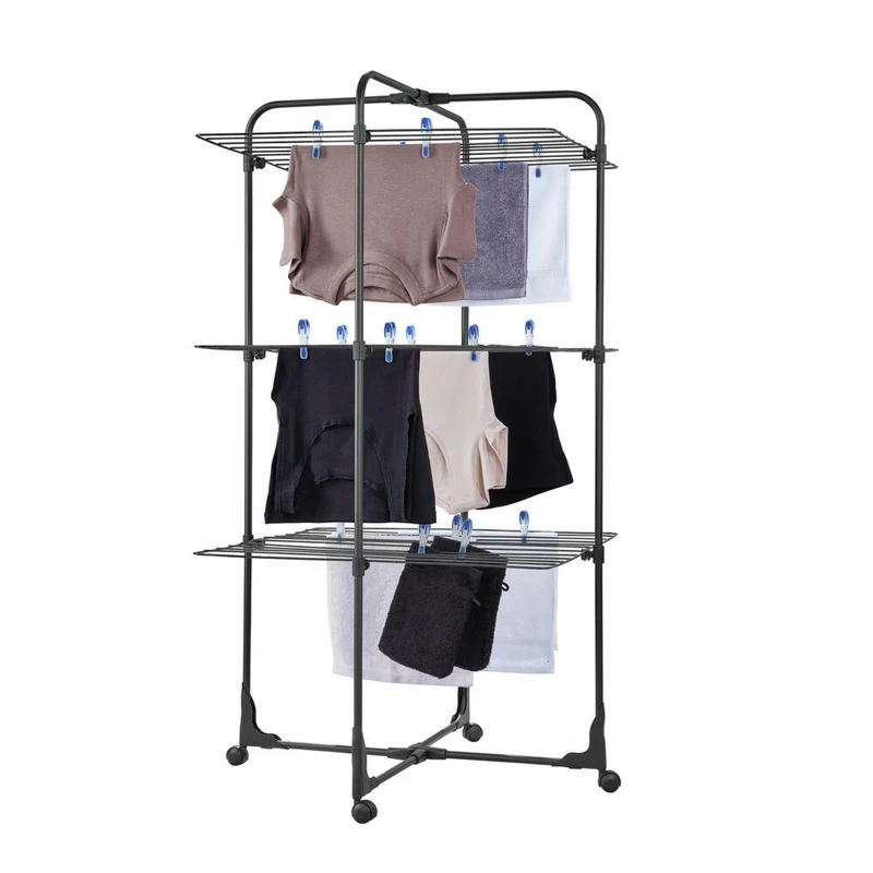 Leifheit Turmtrockner Classic Tower 270 Black, Trockenständer, Wäschetrockner, 81470