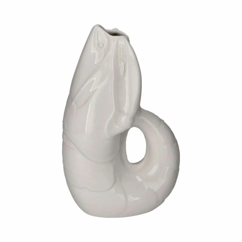 Gift Company Vase Madame Crevette L, Dekovase in Hummer-Form, Steingut, Weiß, H 32 cm, 1214505001