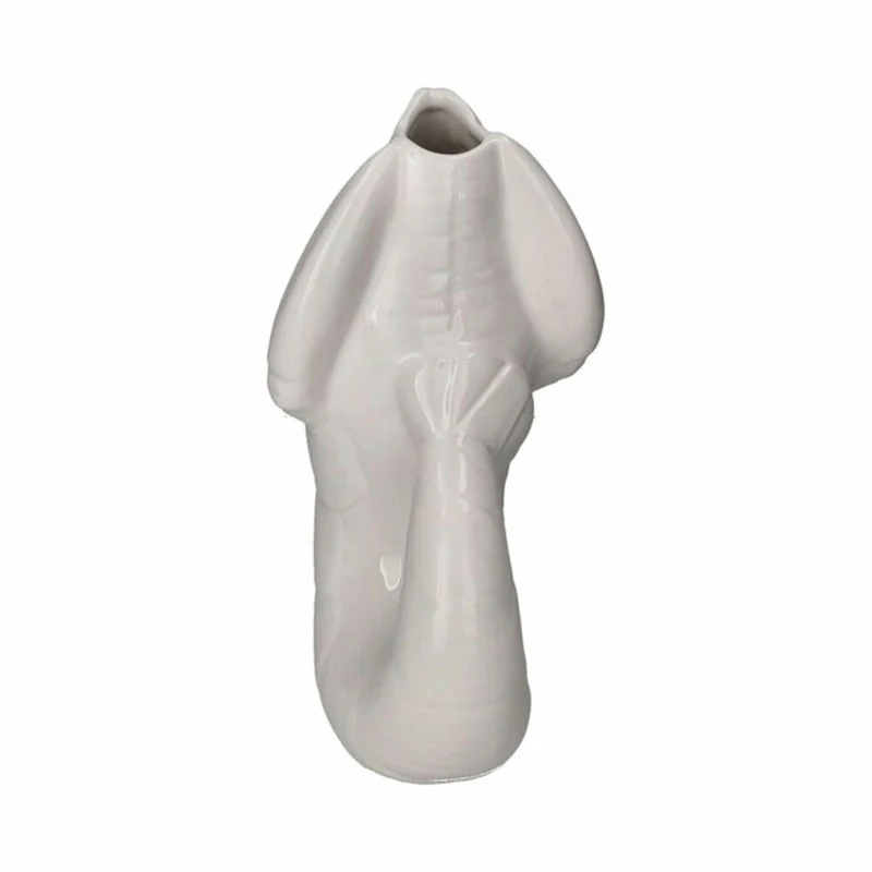 Gift Company Vase Madame Crevette L, Dekovase in Hummer-Form, Steingut, Weiß, H 32 cm, 1214505001