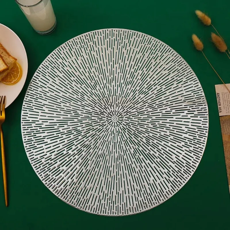 Vinyl Round Placemat Silver 38 cm